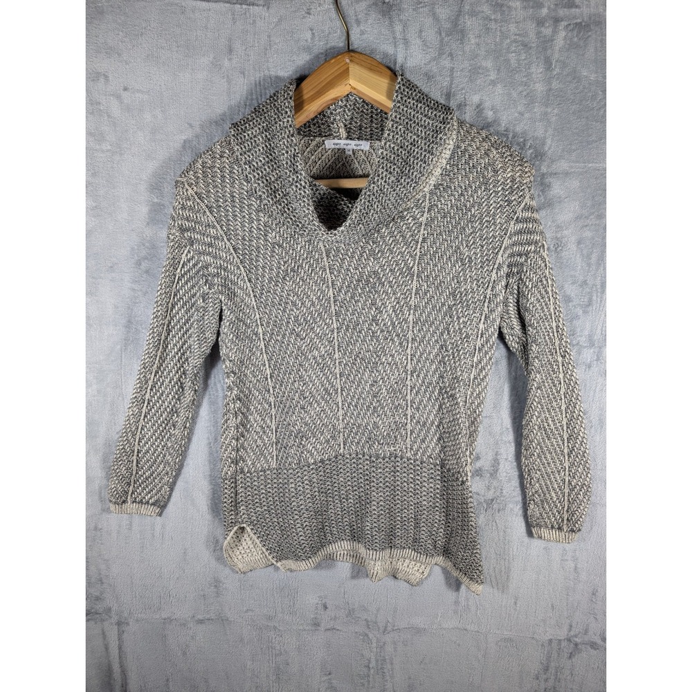 Eight‎ Eight Eight Women's Texture Cowl Neck Sweater Gray White Cotton Size M